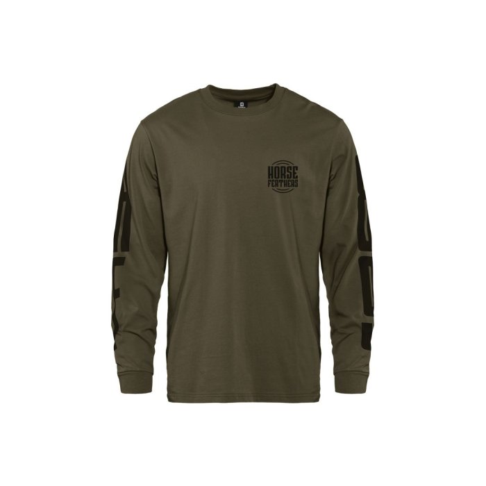 detail Pánské triko Horsefeathers TALL TYPO LS T-SHIRT (burnt olive)