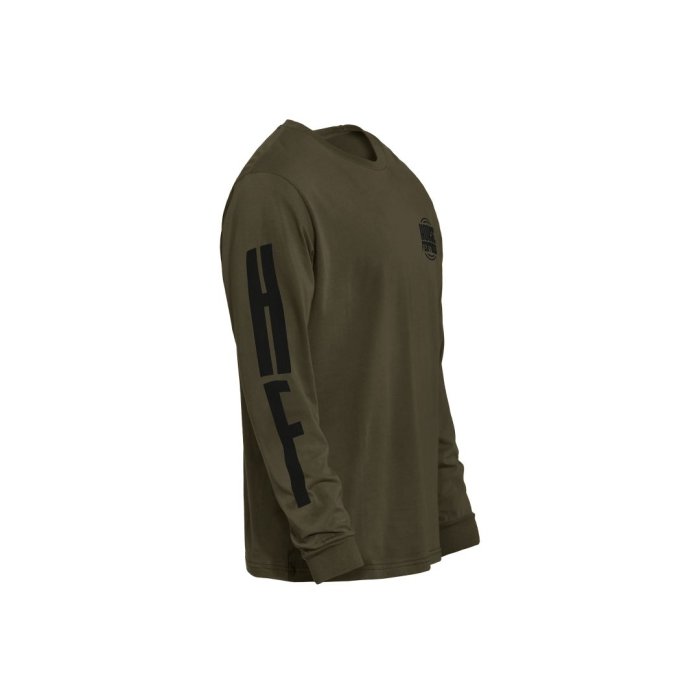 detail Pánské triko Horsefeathers TALL TYPO LS T-SHIRT (burnt olive)