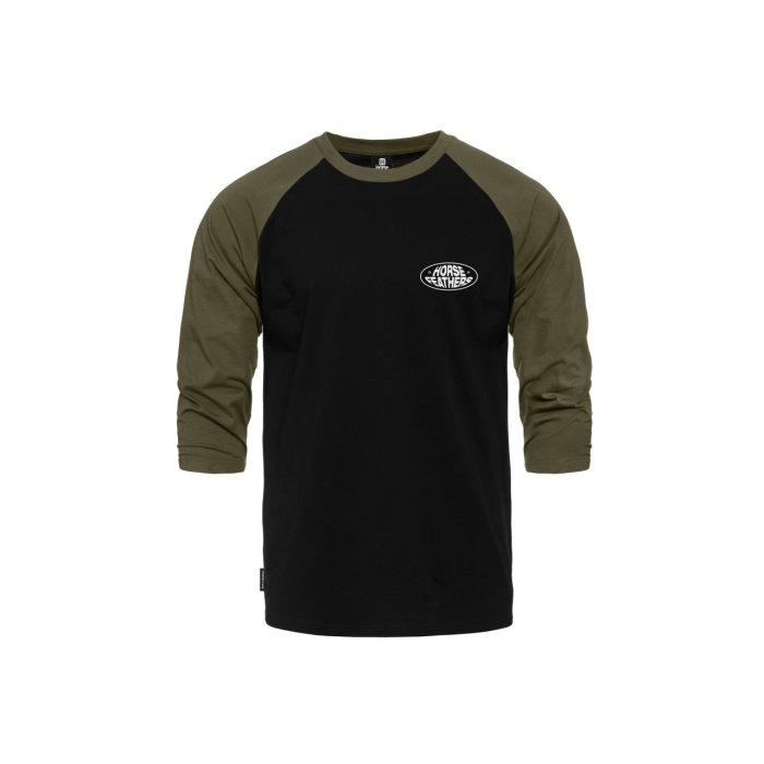 detail Pánské triko Horsefeathers DYNAMO RAGLAN T-SHIRT (black/burnt olive)