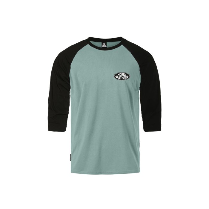 detail Pánské triko Horsefeathers DYNAMO RAGLAN T-SHIRT (blue haze/black)