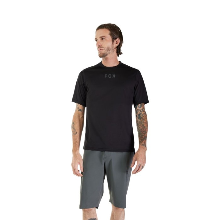 detail Pánský cyklo dres Fox Ranger Ss Jersey Wordmark Black