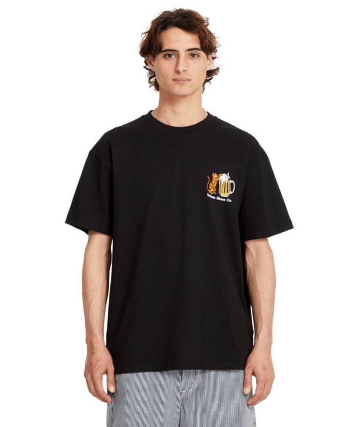 detail Pánské triko Volcom Curious Cat Sst Black
