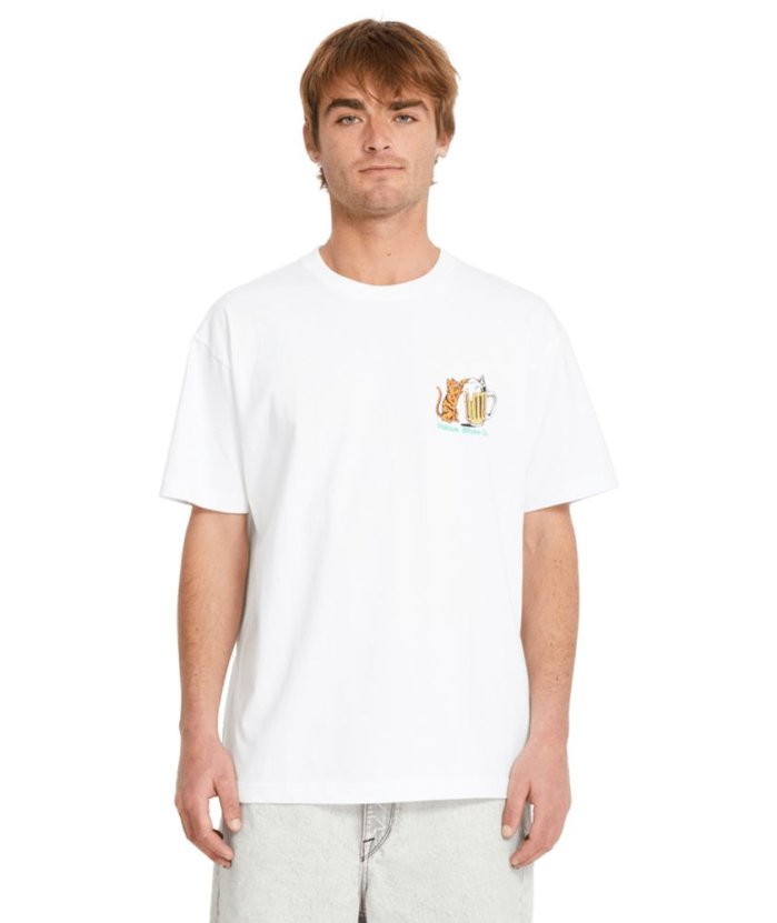 detail Pánské triko Volcom Curious Cat Sst White
