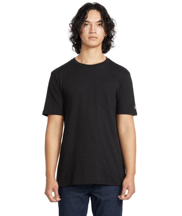 detail Pánské triko Volcom Solid Ss Pocket Tee Black