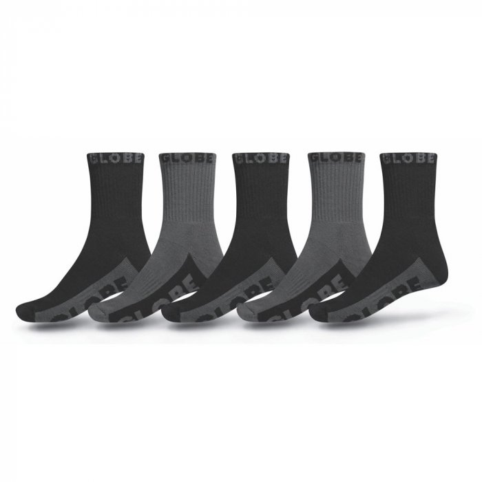 detail Ponožky Globe BLACK/GREY CREW SOCK 5PK Black/Grey Single